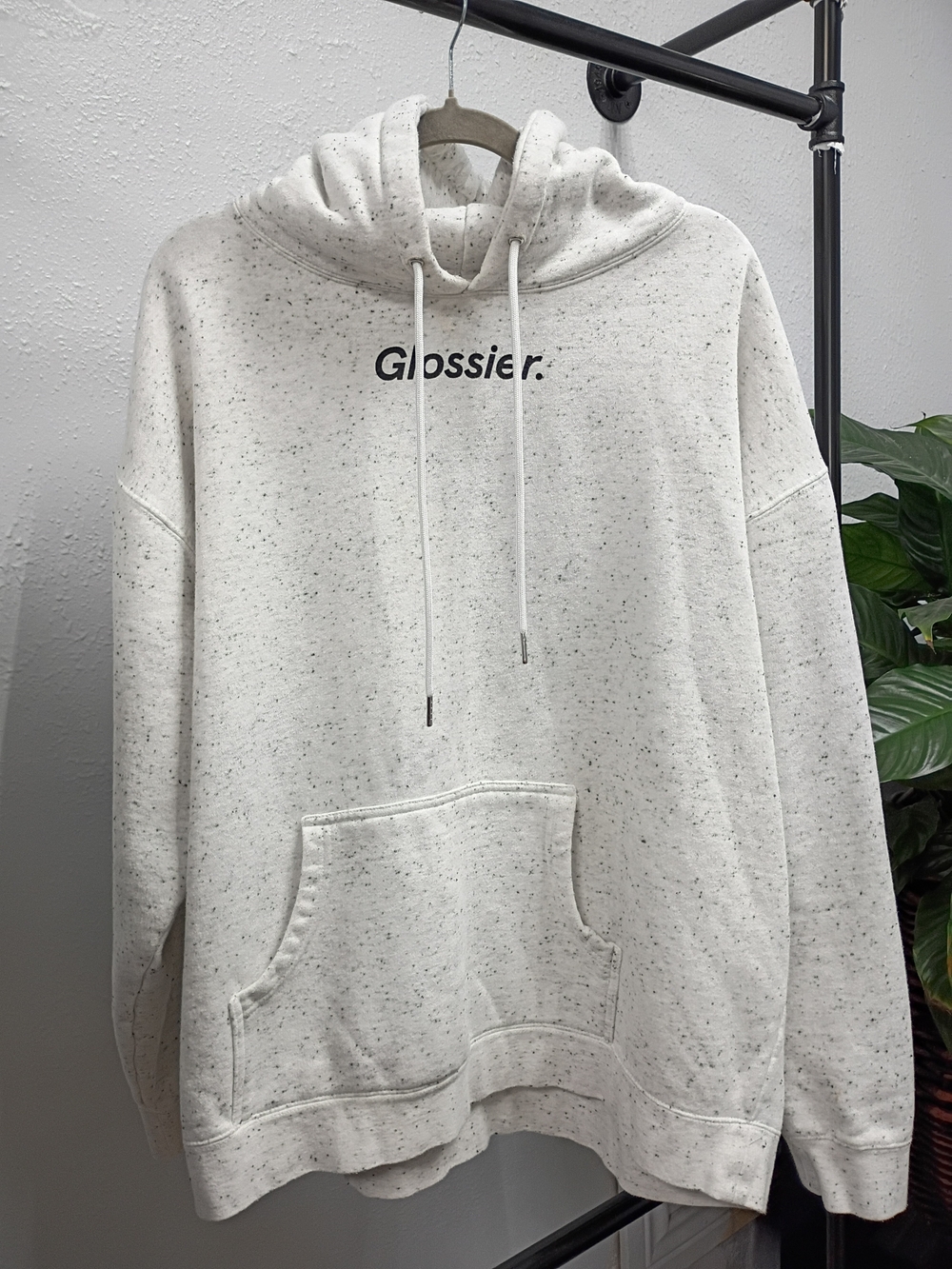 Glossier Speckled Cream Hoodie Sweatshirt - Men